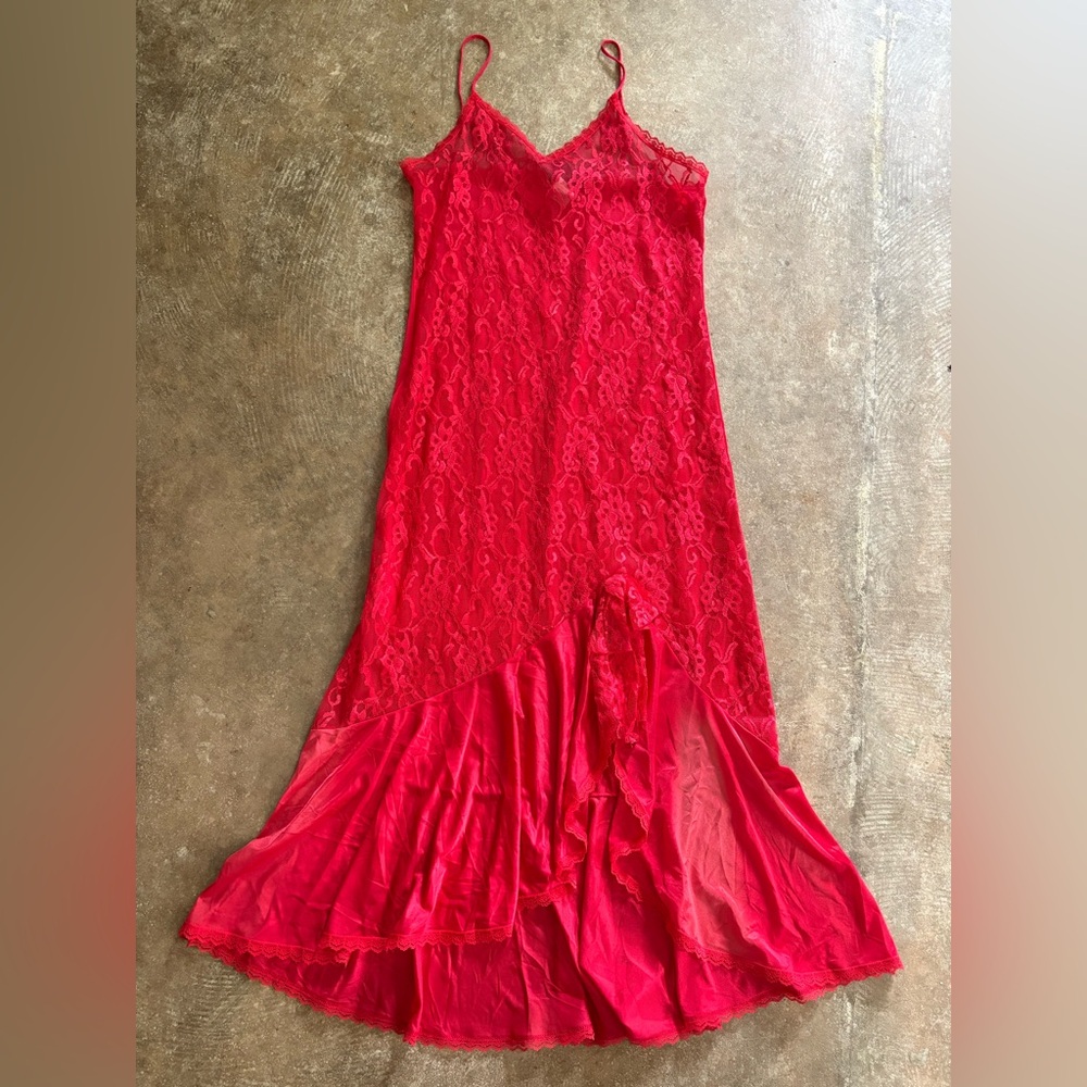 Vintage The International Boutique By Undercover Wear Red Lace Nightgown M Slip